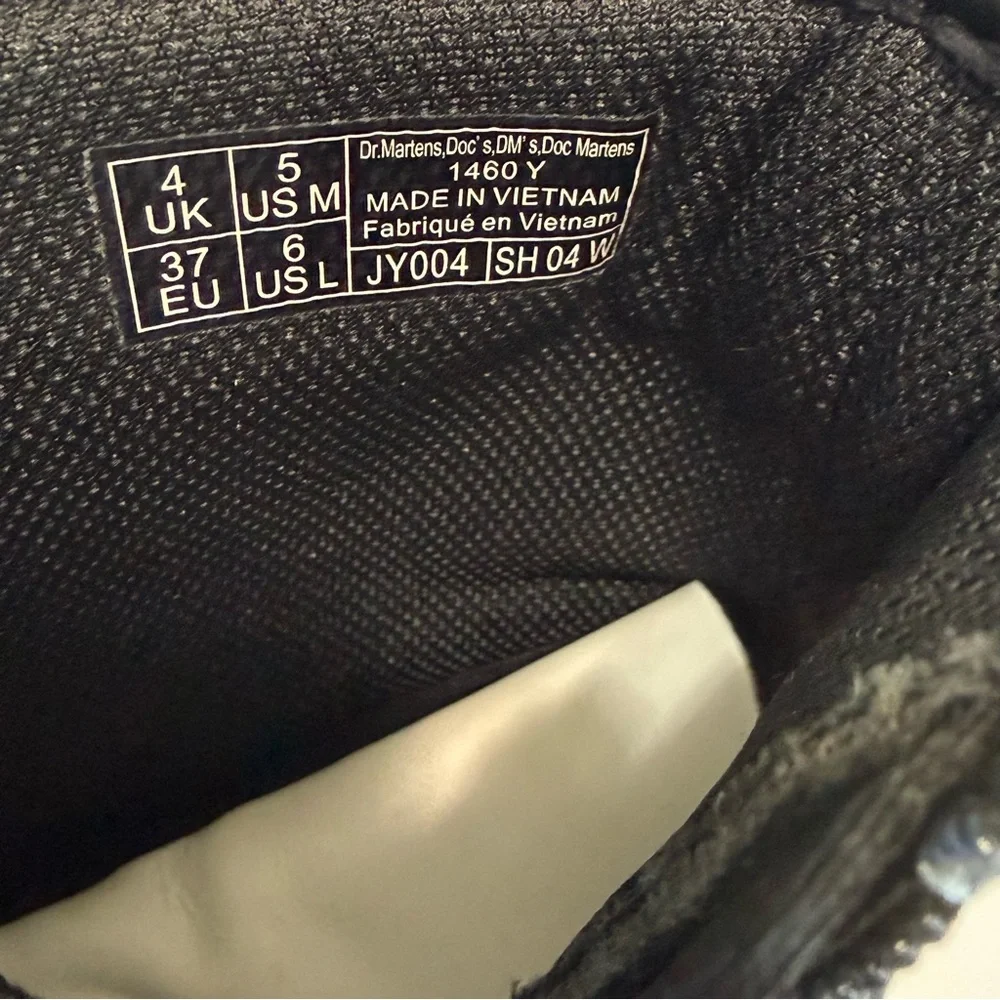 Dr. Martens 1460Y Combat Boots Women Size 6 Zipper Up Leather Bouncing Sole - Picture 10 of 14